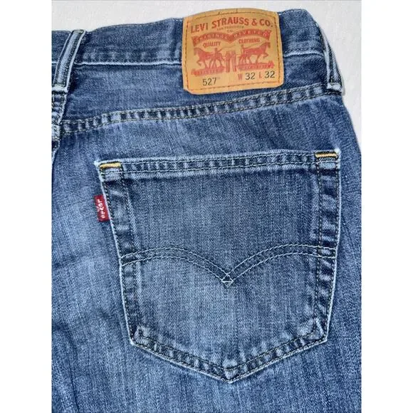 Levis 527 Low Boot Cut Jeans Mens 32x32 BlueDenim Pants Excellent Condition - Picture 11 of 11